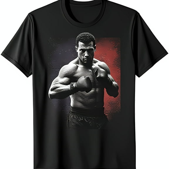 Black T-Shirt with Powerful Boxer Graphic for Boxing Fans