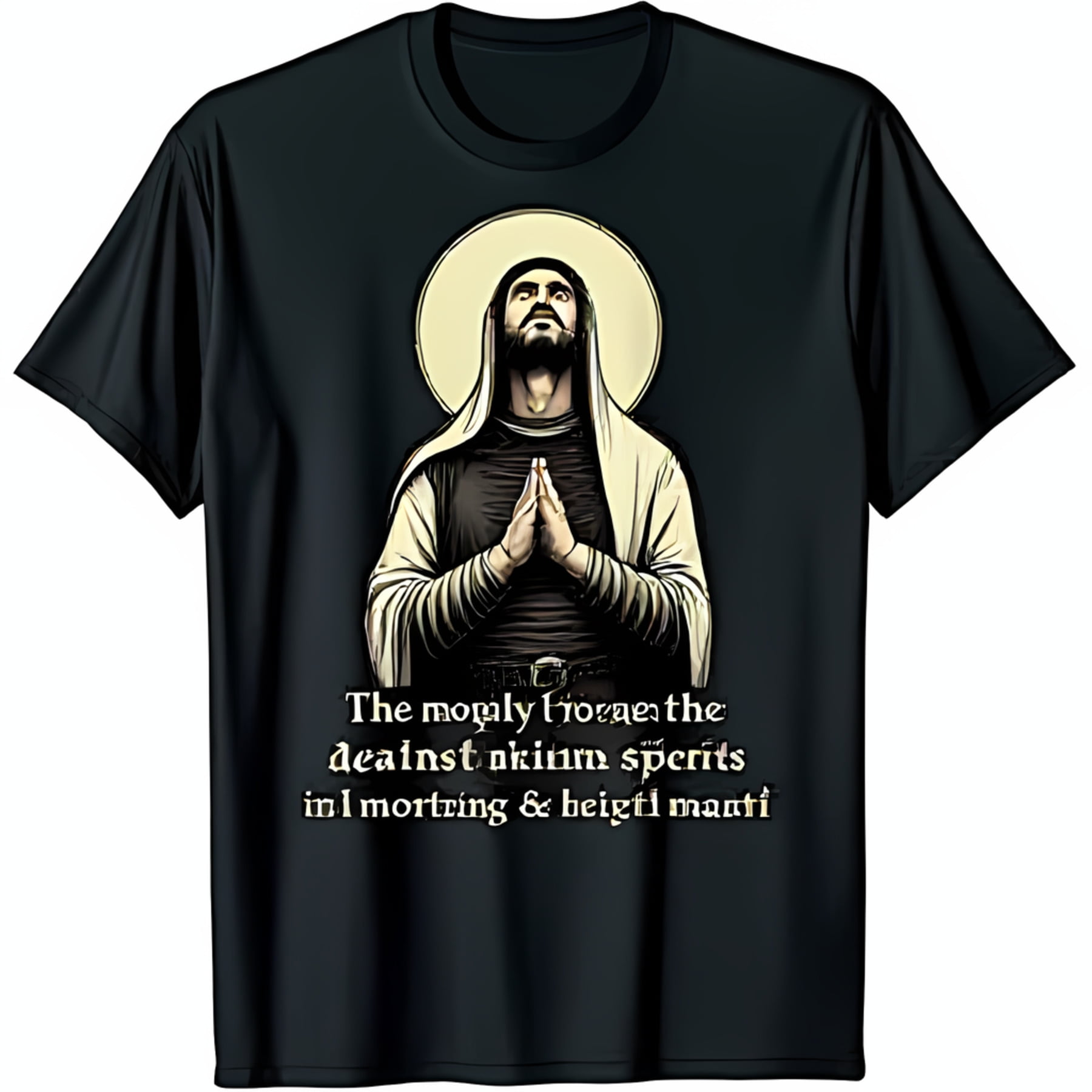 Black TShirt with Prayerful Man Design