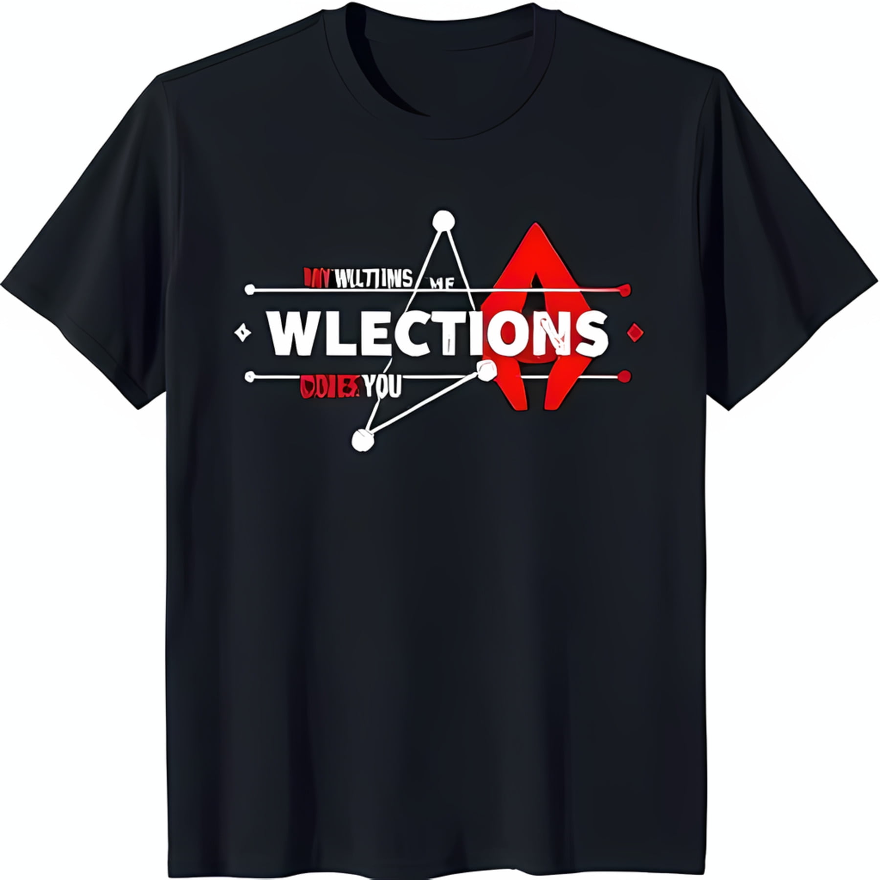 Black TShirt with Red Design White Outline & Circle Accents 'MY