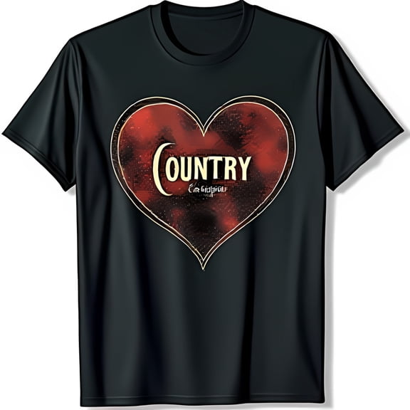 Black T-Shirt with Red Heart & Graphic Trendy Casual Wear