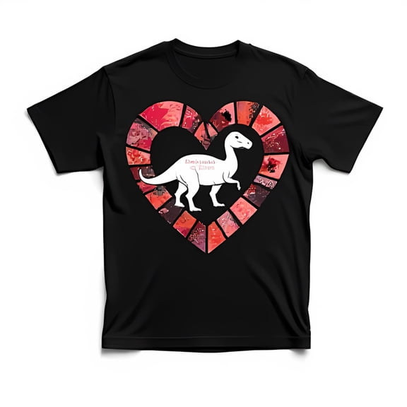 Black T-Shirt with Red Heart & White 'Grandma's Got Dinos' Design