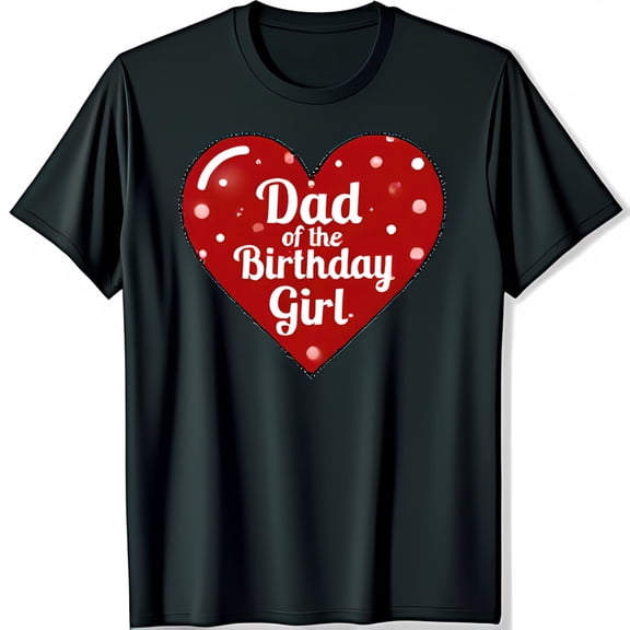 Black T-Shirt with Red Heart & White Polka Dots Design