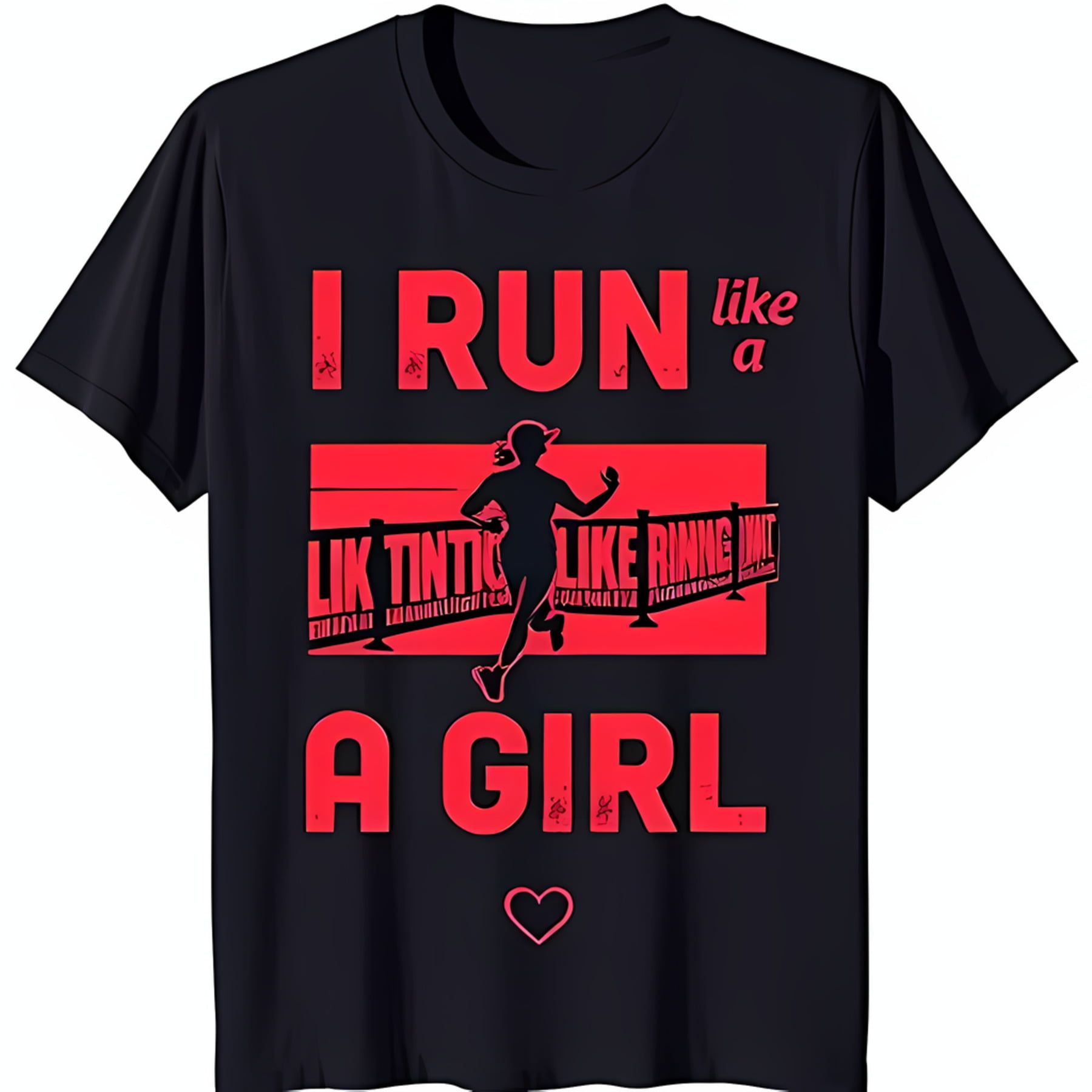 Black TShirt with Red 'I Run Like a Girl' Design & Runner