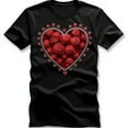 Black TShirt with Red Rose Heart Design and Silver Trim Classic