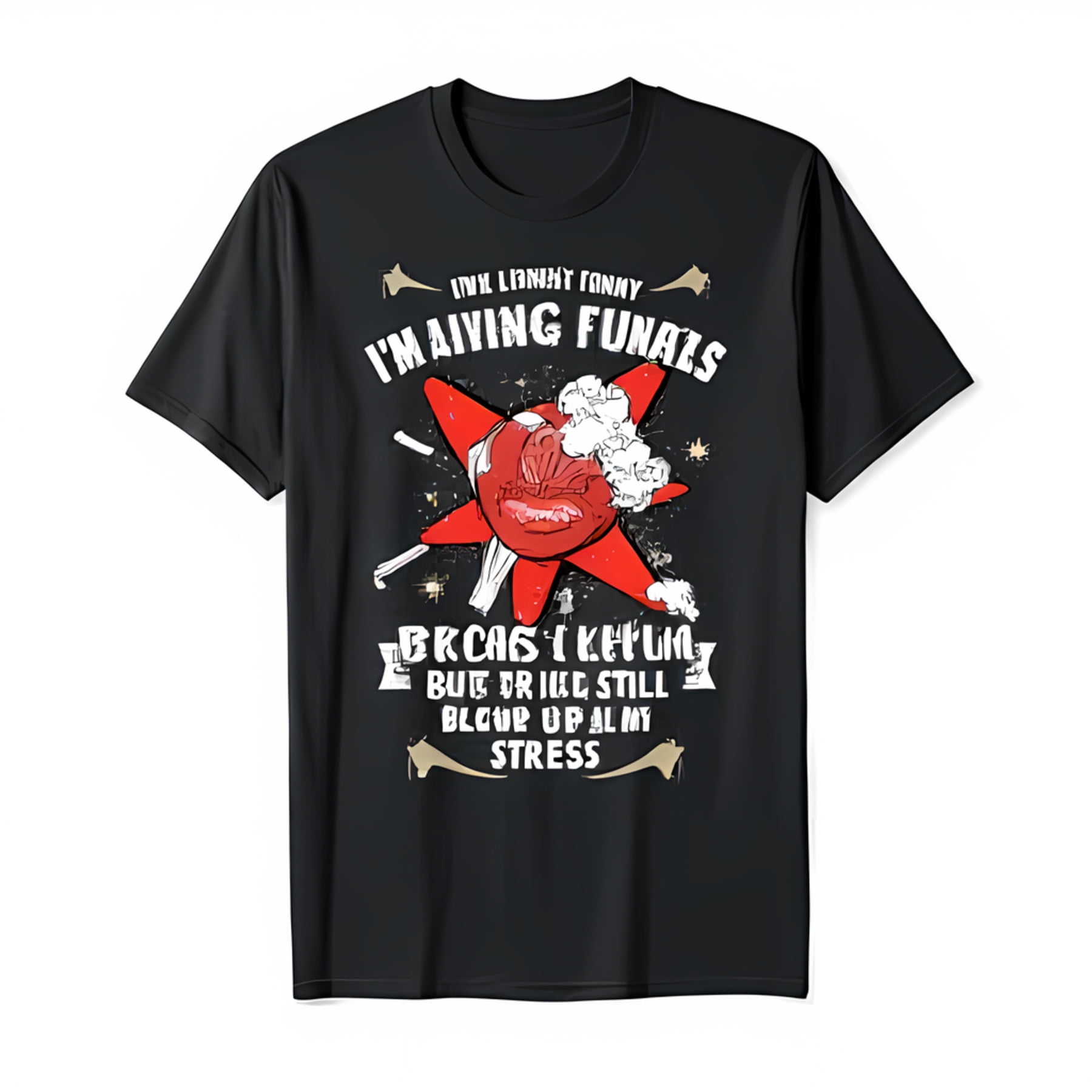 Black TShirt with Red Star and White Cloud Funals Design