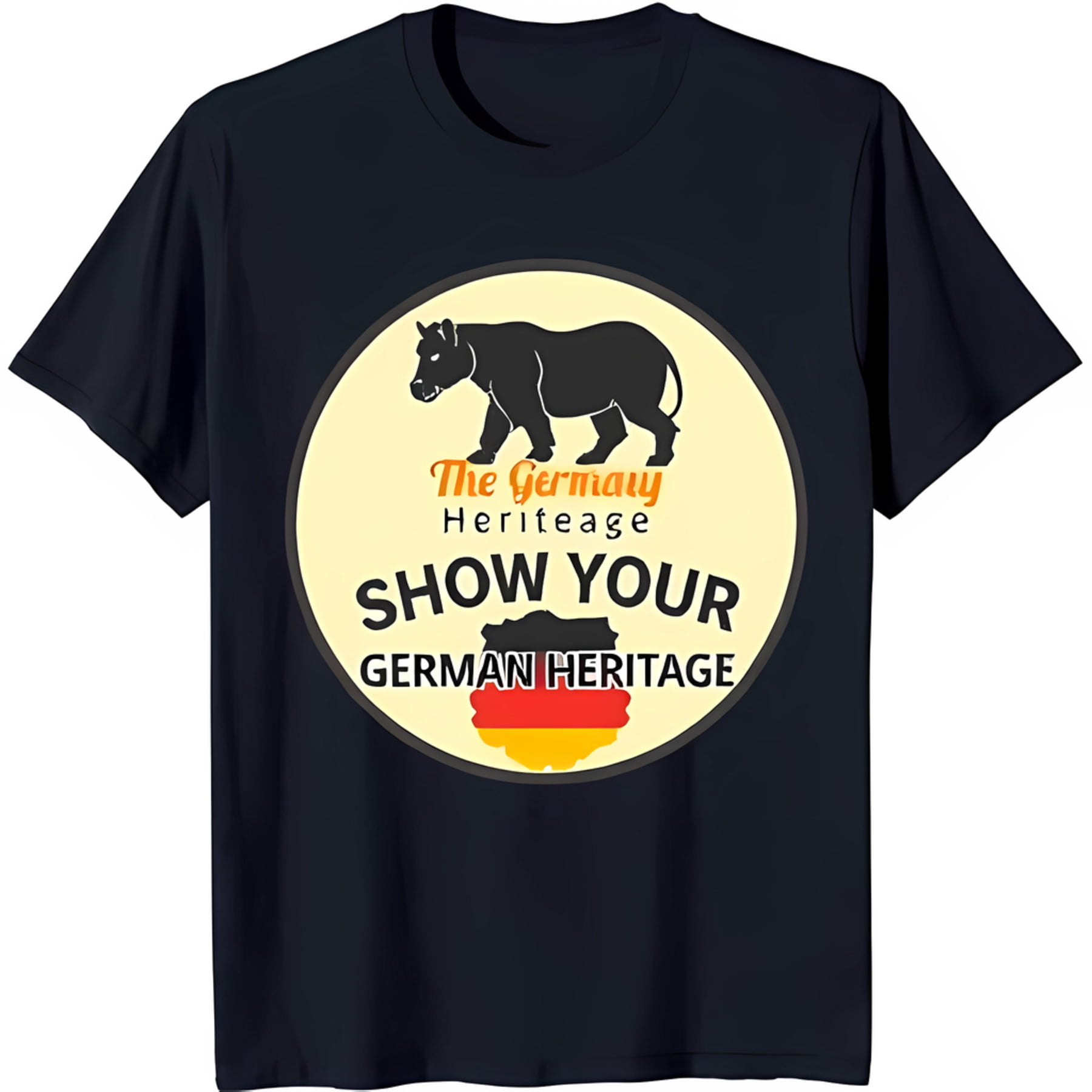 Black T Shirt With Rhinoceros Show Your German Heritage Design black-t-shirt-with-rhinoceros-show-your-german-heritage-design