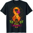 thumbnail image 1 of Black T-Shirt with Ribbon Bow & Butterflies for Leukemia Awareness, 1 of 5