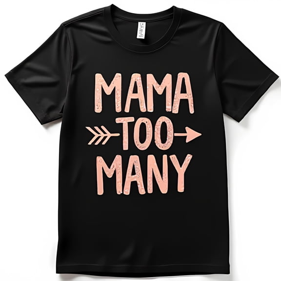 Black T-Shirt with Rose Gold Too Many Graphic & Arrow Design Classic Neck