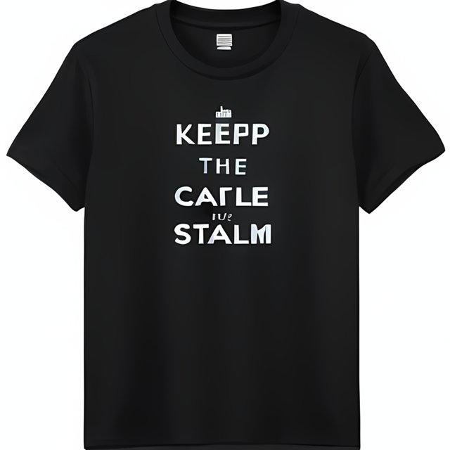Black TShirt with Silver KEEP THE CASTLE STALM Graphic Classic Design