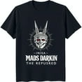 Black TShirt with Skeletal Figure and Red Eyes Crown Design INISA MADs