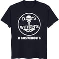 thumbnail image 1 of Black T-Shirt with Skeleton Graphic & 'Days Withon's' Circle Design, 1 of 5
