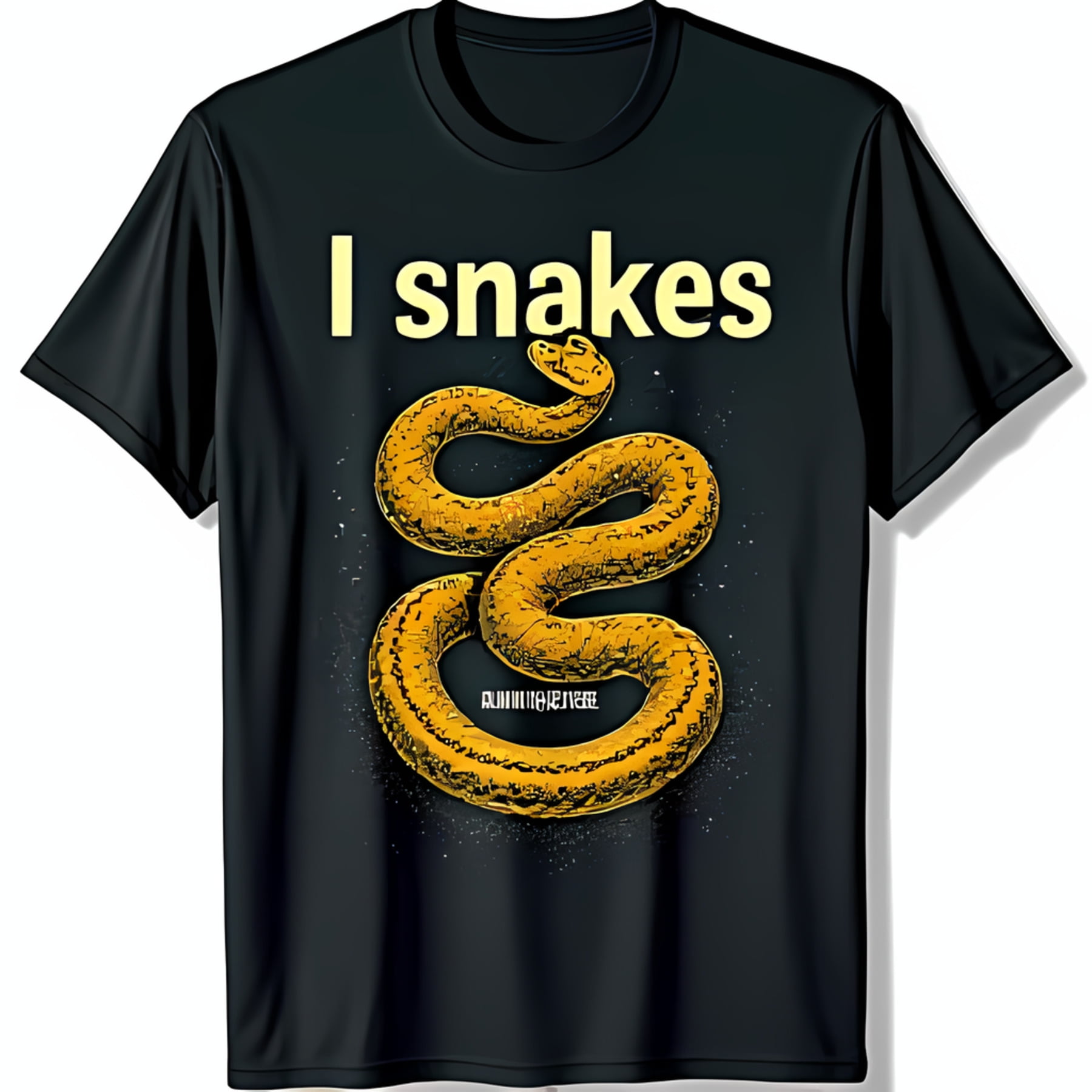 Black T-Shirt with Snake Design and 'I Snakes' Text Nature Lover's Tee ...