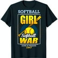 Black TShirt with Softball Bat & Ball Graphic 'SOFTBALL GIRL WAR