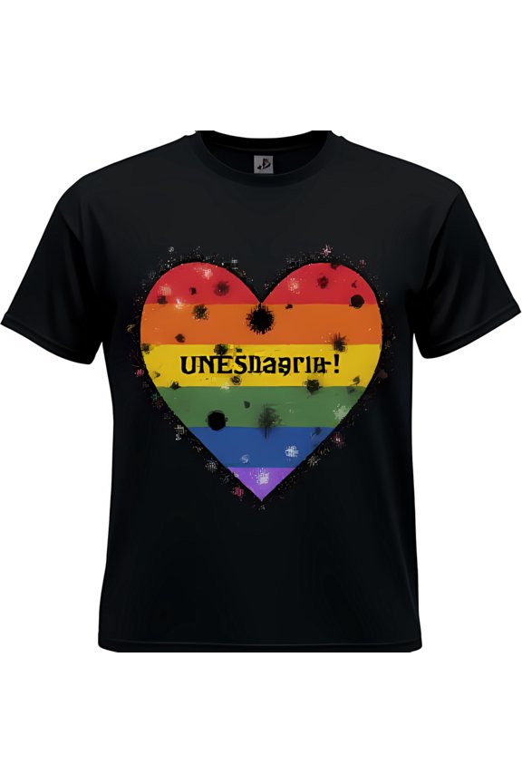 Black T-Shirt with Sparkling Heart & UNESHAgrib in Black Statement Piece