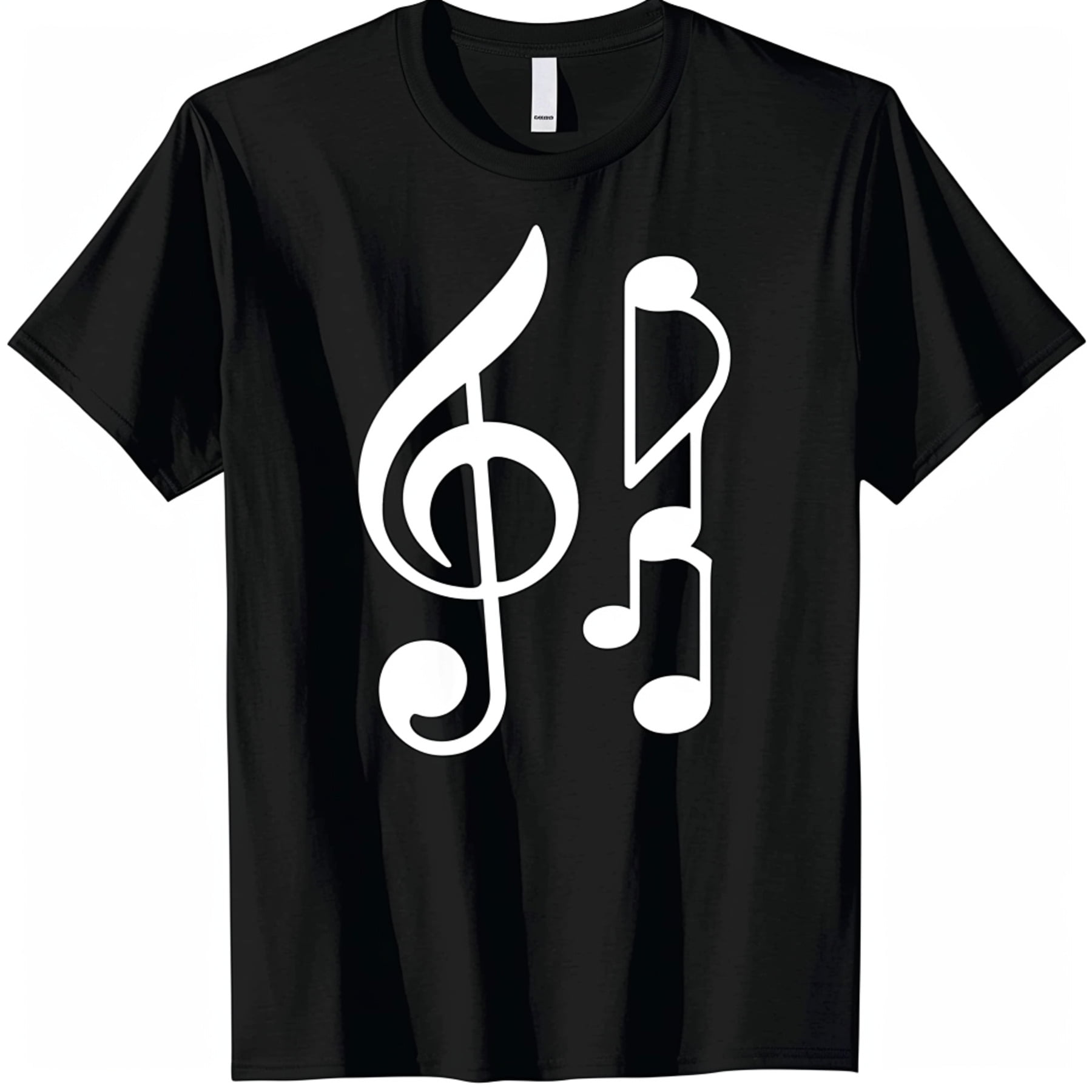 Black T Shirt with Stylish White Musical Note Design Men's Music Lover Tee for Casual Wear Available in All Sizes