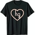 thumbnail image 1 of Black T-Shirt with Subtle Heart Design and White hg Print Stylish & Understated Fashion, 1 of 5