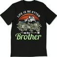 thumbnail image 1 of Black T-Shirt with Sunset Graphic & Life is Better With Thy Brother Print, 1 of 5