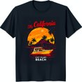 Black TShirt with Sunset Graphic Trees & Boat 'The California' Design