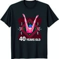 Black TShirt with Swimmer Graphic & '40 YEARS OLD' Design for