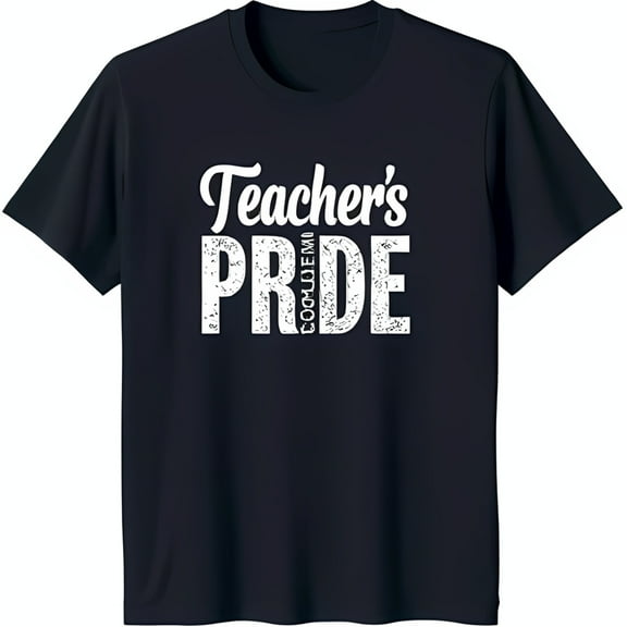 Black T-Shirt with 'Teacher's Pride' Slogan Bold Educator Statement Tee