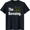 Black TShirt with 'The Barcoing' Text Black Cat with Green Eyes