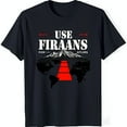 Black TShirt with 'USE FIRAANS' Text & World Map Outline Design