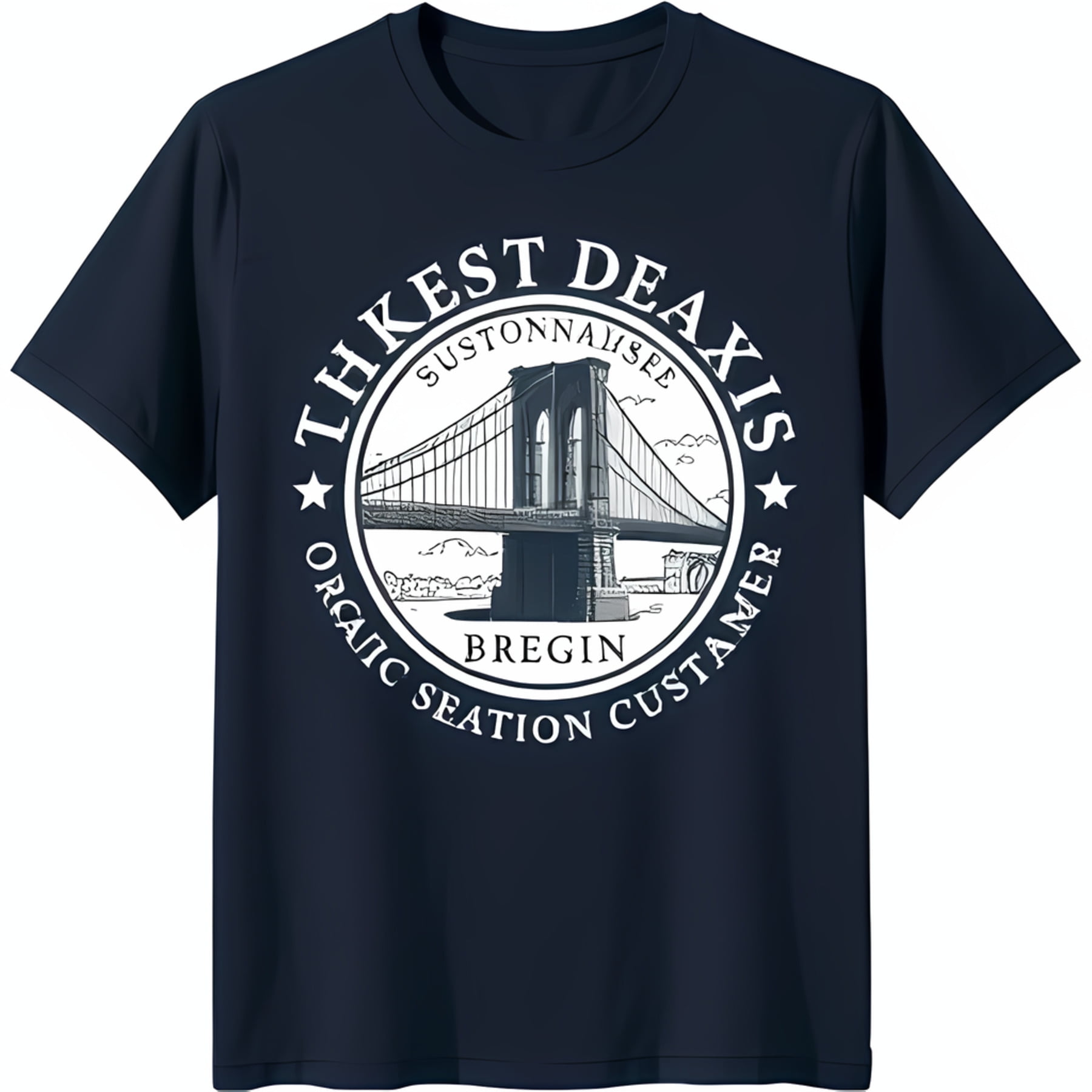 Black TShirt with Unique Circular Bridge Design and 'THE BEST D Text