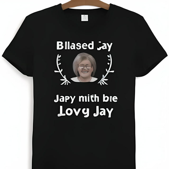 Black TShirt with Unique Design Featuring British Prime MinisTeer and Lily Lookalike Love Theme