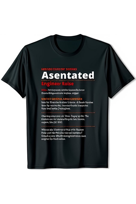 Black T-Shirt with Unique Dictionary Style Graphic: Asentated Engineer Rolse Definition