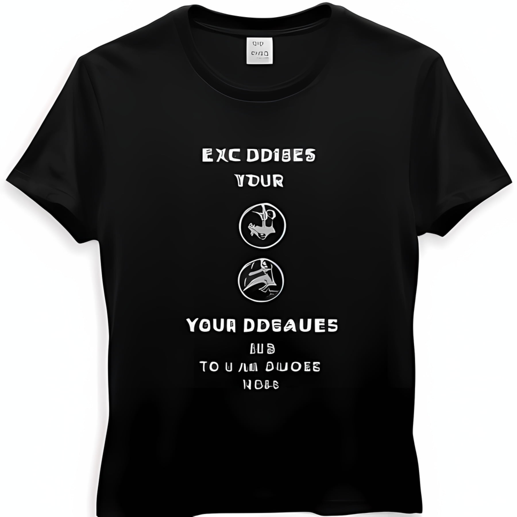 Black T-Shirt with Unique MonsTeer Design and Cryptic Warning Text Men ...