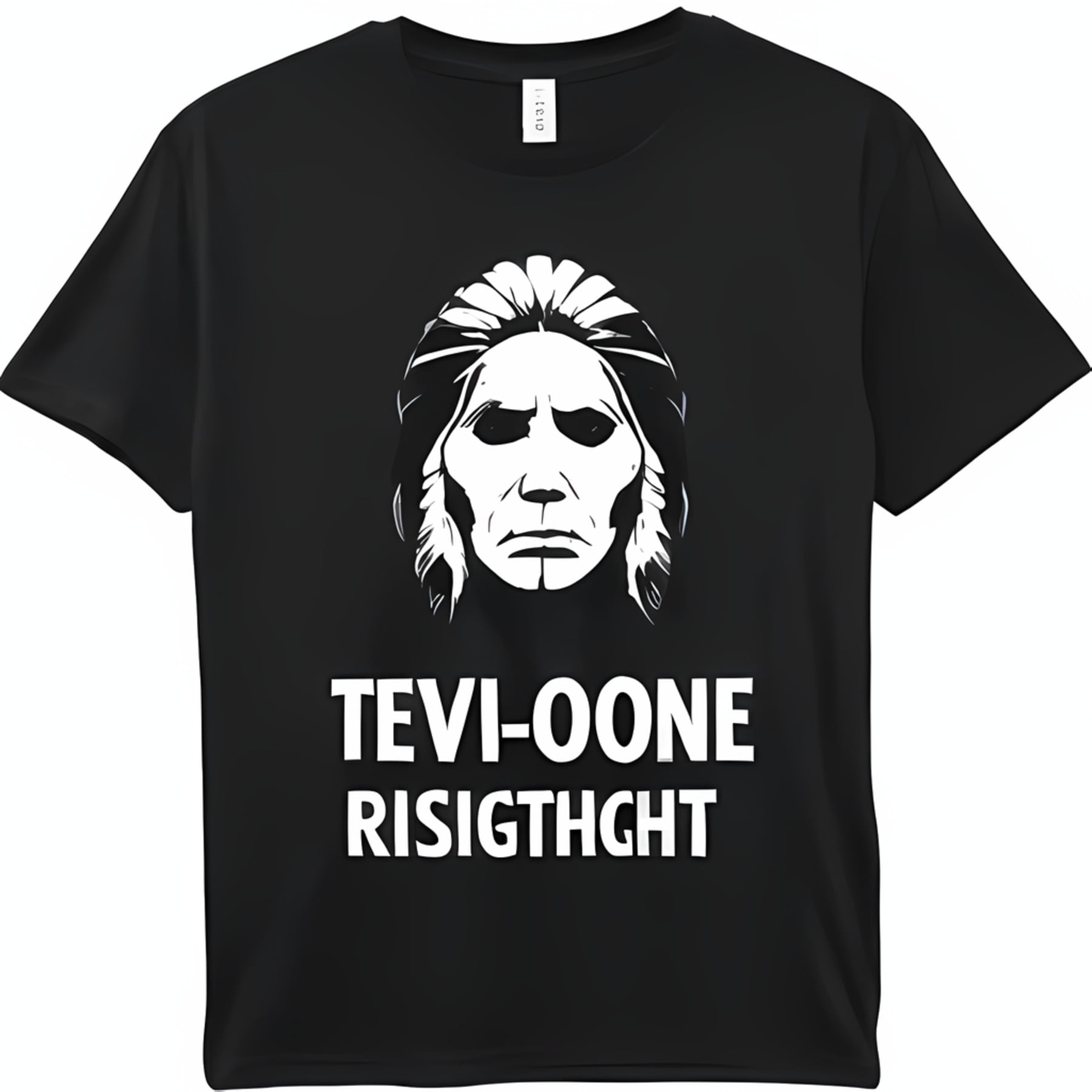 Black TShirt with Unique STShirtncil Art Indian Head Design and Bold