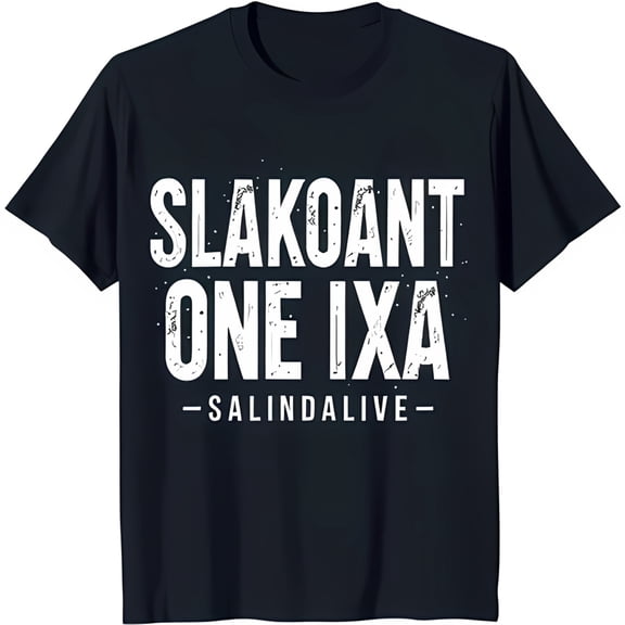 Black T-Shirt with Unique 'Slakoant One Ixa' Graphic & SalindaLive Design