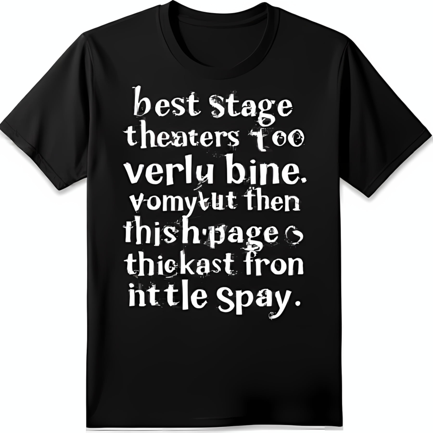 Black TShirt with Unique Stencil Graphic Design Text