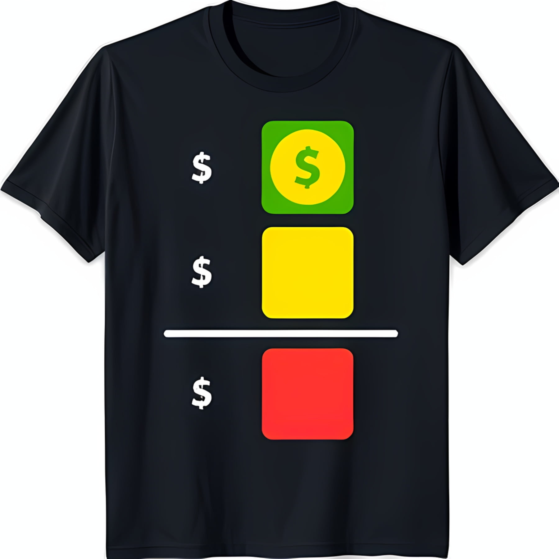 Black TShirt with Unique Traffic Light Graphic Green Sign Yellow