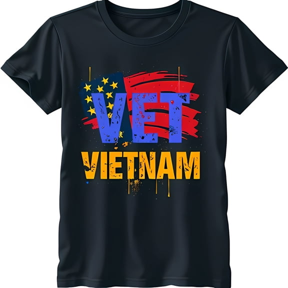 Black T-Shirt with 'VET VIETNAM' Graphic Tee