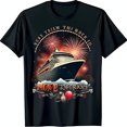 Black TShirt with Vibrant Cruise Ship Graphic & Design Fun Vacation