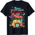 Black TShirt with Vibrant Floral and Butterfly Design Featuring Open