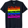 thumbnail image 1 of Black T-Shirt with Vibrant 'I am Inca' Rainbow Graphic Bold & Stylish, 1 of 5