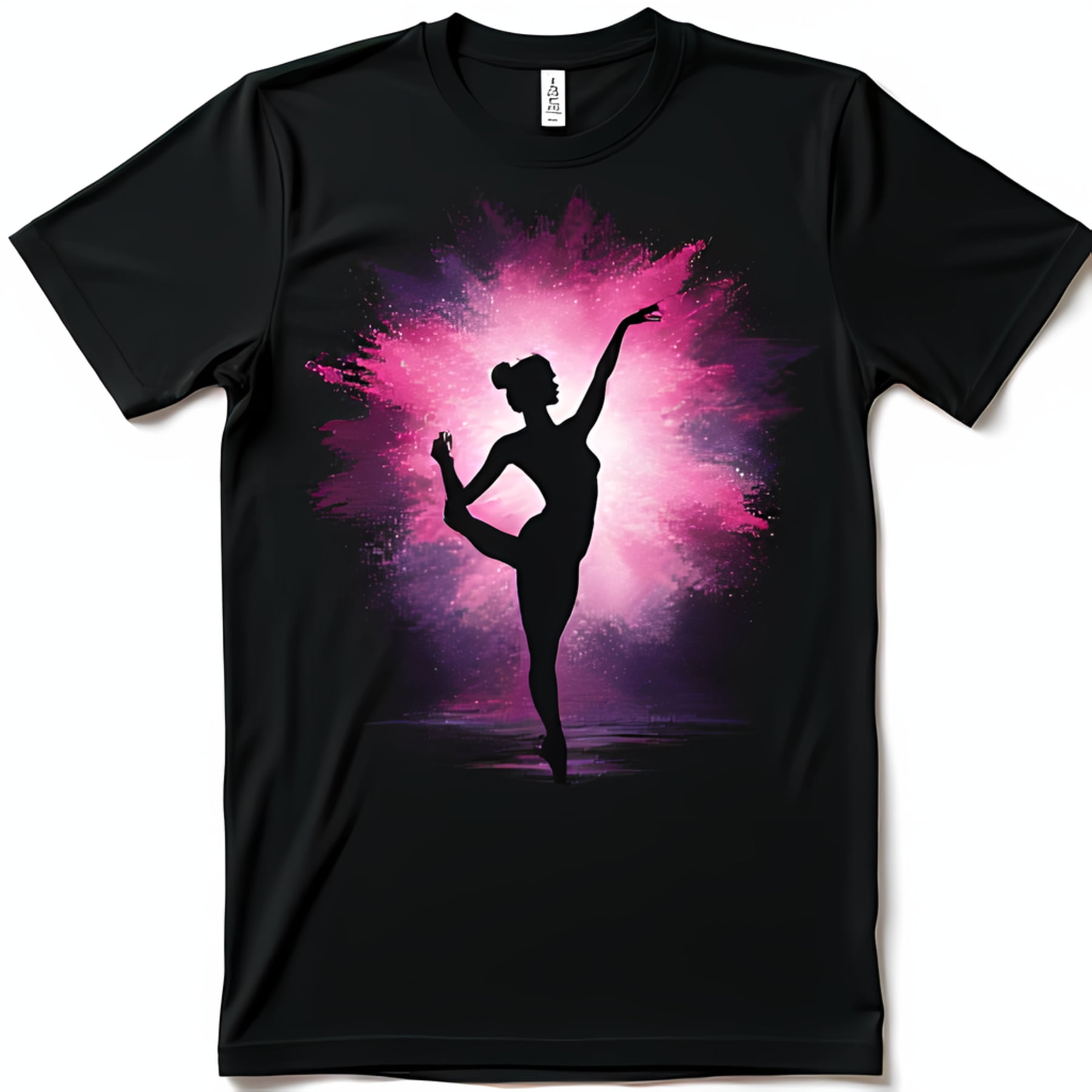 Black TShirt with Vibrant Pink and Dancer in Color Splash