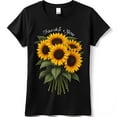 thumbnail image 1 of Black T-Shirt with Vibrant Sunflower Bouquet & Favours to You Text, 1 of 5