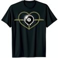 Black TShirt with Vibrant Yellow Heart and Black Ball Design for Pool