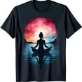 thumbnail image 1 of Black T-Shirt with Vibrant Yoga Pose Graphic Sunset Watercolor Design, 1 of 5