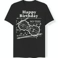 Black TShirt with Violin Graphic & Musical Notes 'Happy Birthday No