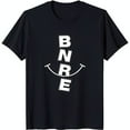 Black TShirt with White & 'BNRE' Design Neck Short Sleeves