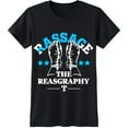 thumbnail image 1 of Black T-Shirt with White Boxing Gloves Graphic 'RASSAGE THE REASGRAPHY' Design, 1 of 5
