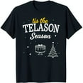 Black TShirt with White Christmas Tree & Cake Design 'Tis the Telason