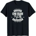 Black TShirt with White Cow Farm Design Farm Name Phone Number & Price