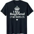 Black TShirt with White Crown Design and 'I Love My Boyfriend' Text