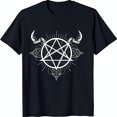 Black TShirt with White Design Circle Horns & Upside Down Heart