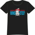 thumbnail image 1 of Black T-Shirt with White Engine Graphic Red Sun & Blue Sky WHO TOTED? Design, 1 of 5